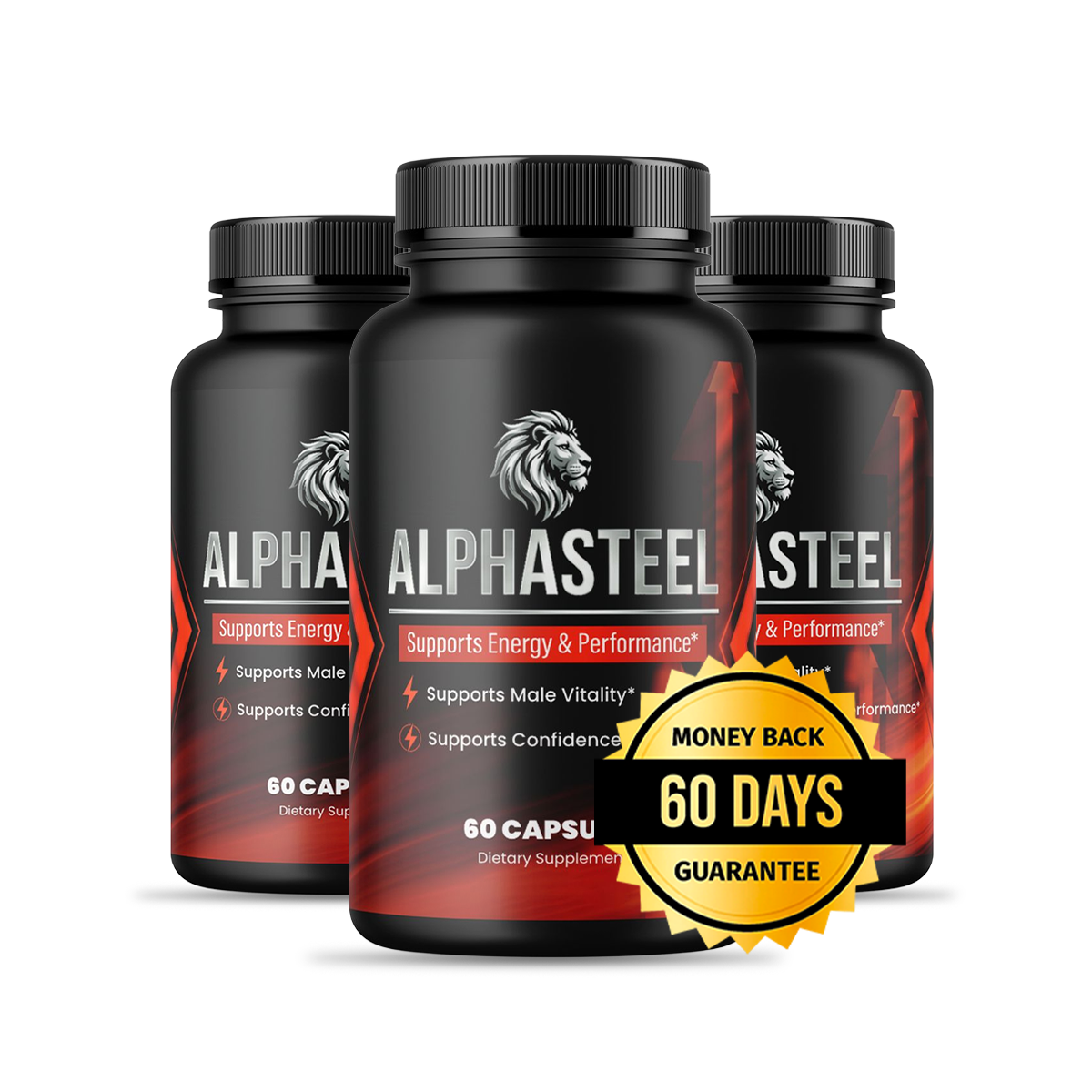 Alpha Steel® male vitality supplement — 3 bottle pack